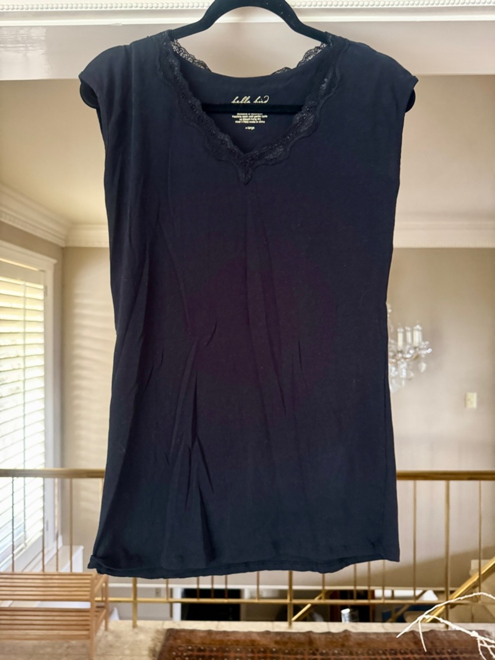 Bella Bird Black Lace-Trim Tank Top